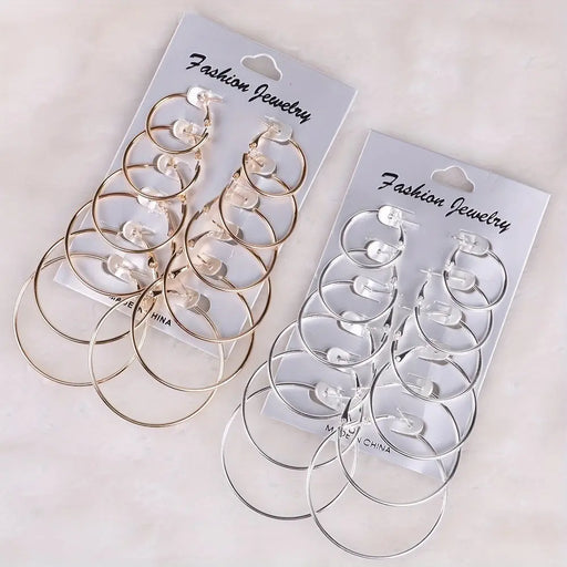 Exaggerated Metal Hoop Earrings Suit