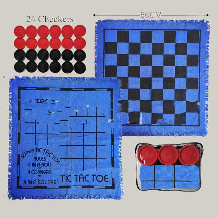 Giant Checkers Set – 66 × 66 cm, 4 Colors Blue 66x66