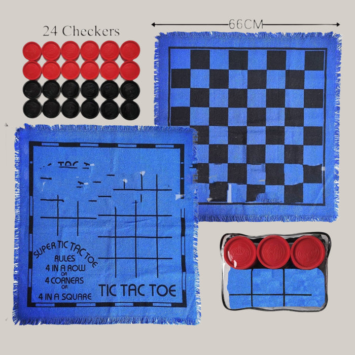 Giant Checkers Board Game Suit Blue 66x66
