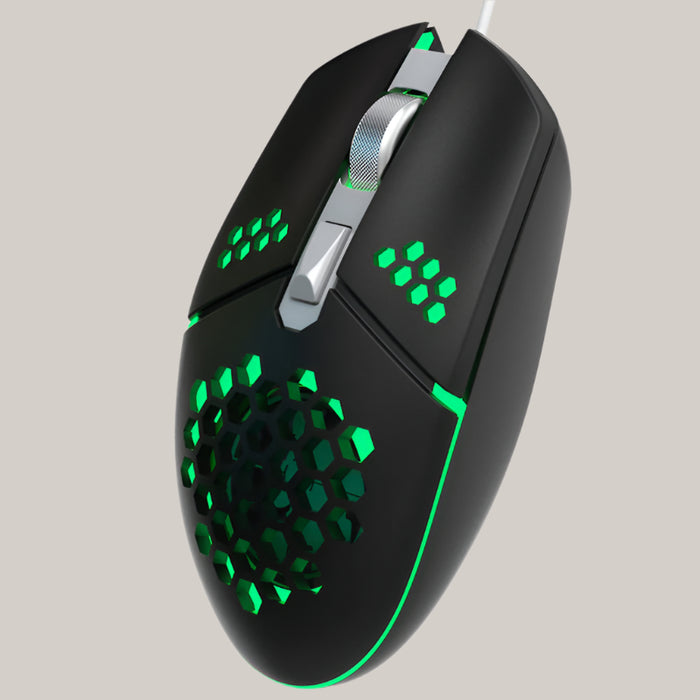 Six-Button Wired Gaming Mouse with Cooling Fan Black