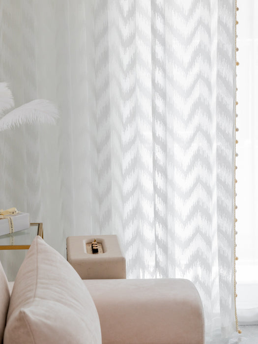 Light Luxury Polyester Curtain with Gold Beads