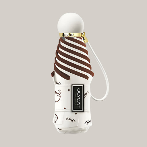 Five-Fold Compact Umbrella with Black Coating – 3 Colors White
