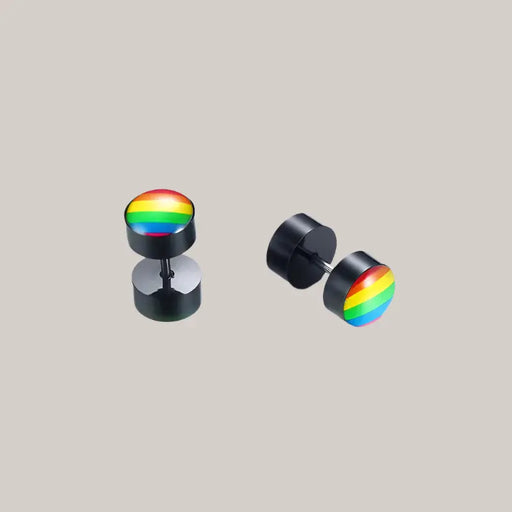 Round dumbbell rainbow Earrings
