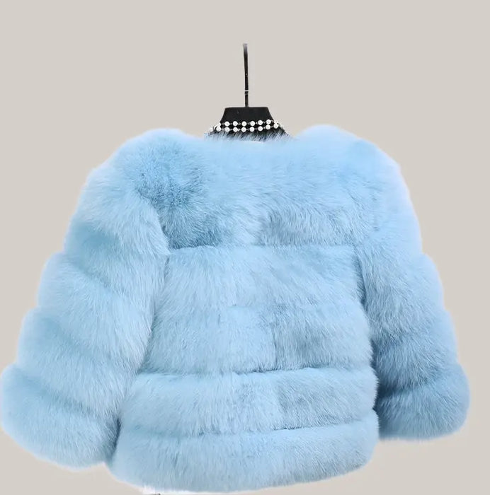 S-3XL Mink Coats Women Winter Light Blue