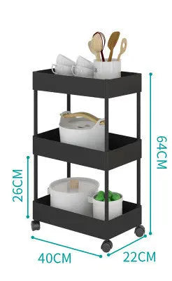 4-Tier Plastic Multipurpose Storage Shelf Black 3 layers