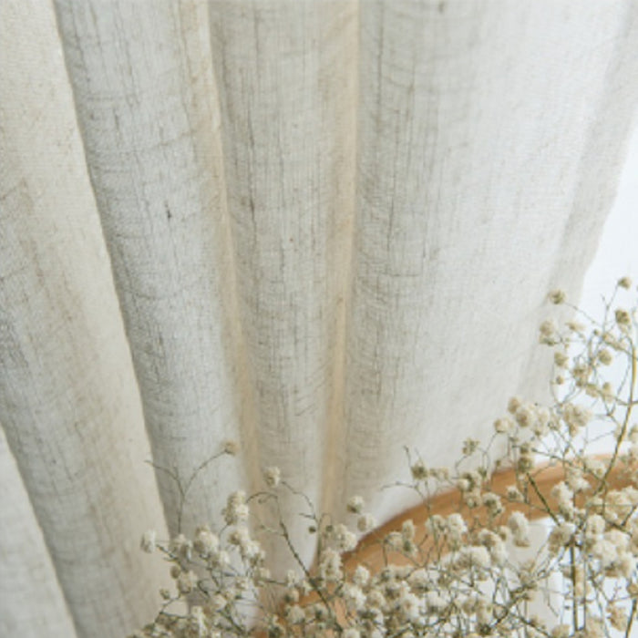 Japanese Linen Half Shade Curtain Light Beige 2pcs