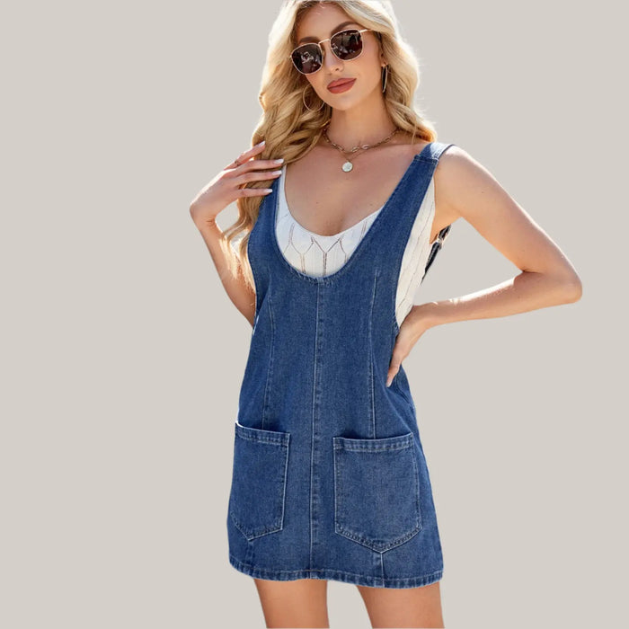 Women's Denim Overalls Dress