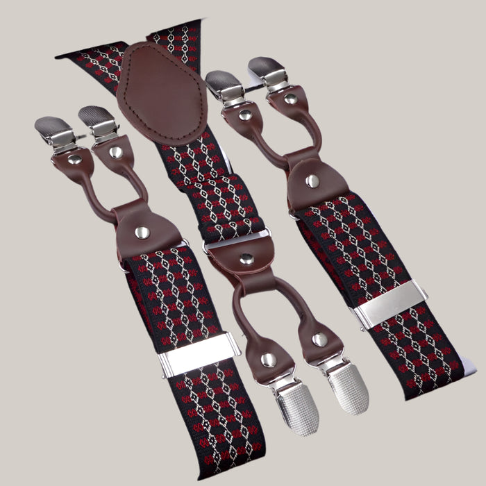 Men's Six Clip Jacquard Suspenders