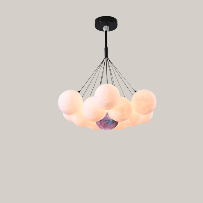Nordic Moon Bubble LED Chandelier, 4000K Black 13pcs Color ball 12cm