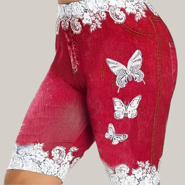 Butterfly print leggings Red