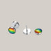 Round dumbbell rainbow Earrings White