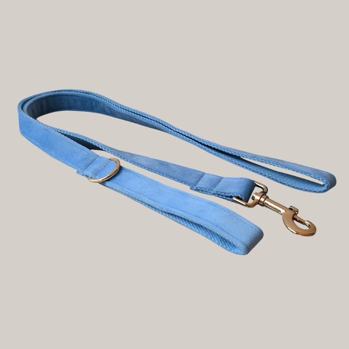 Blue Velvet Dog Collar and Leash Set Leash