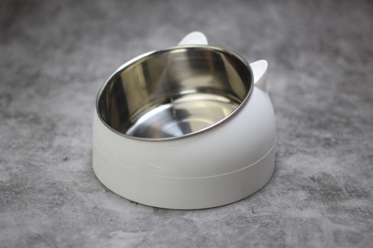 Pet Food and Water Bowl White