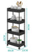 4-Tier Plastic Multipurpose Storage Shelf Black 4 layers