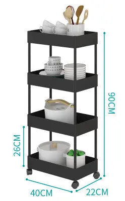 Bathroom shelf kitchen shelf Black 4 layers
