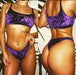 Two piece swimsuit bikinis velvet suit Purple