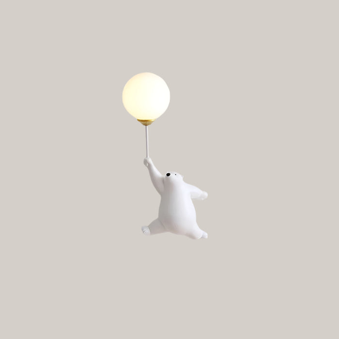 Bear-Shaped Resin LED Wall Lamp White