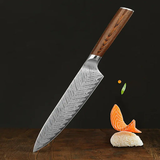 Damascus-Pattern Steel Kitchen Knife with Gift Box
