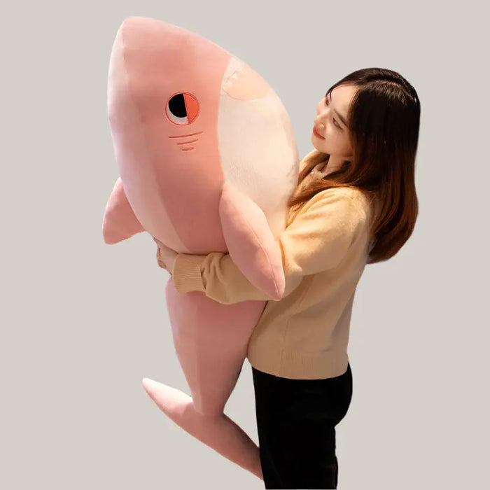 Large Shark Plush Toy – 60 to 110 cm, 2 Colors Pink