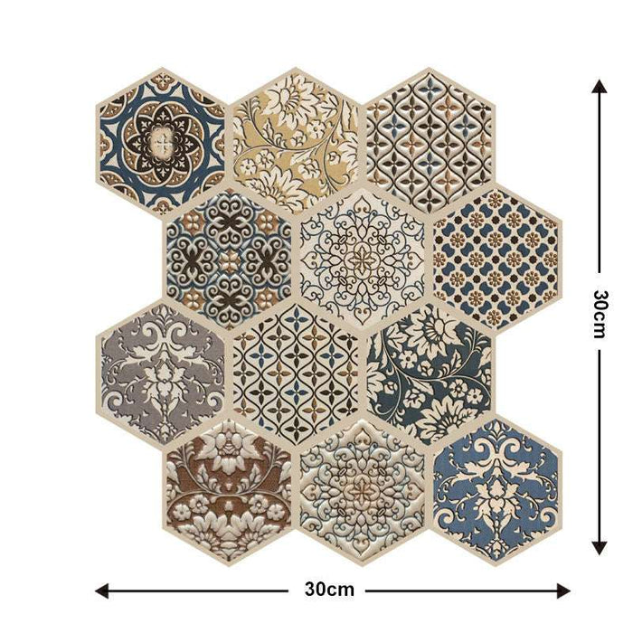 Removable 3D Tile-Effect Wall Stickers Style1