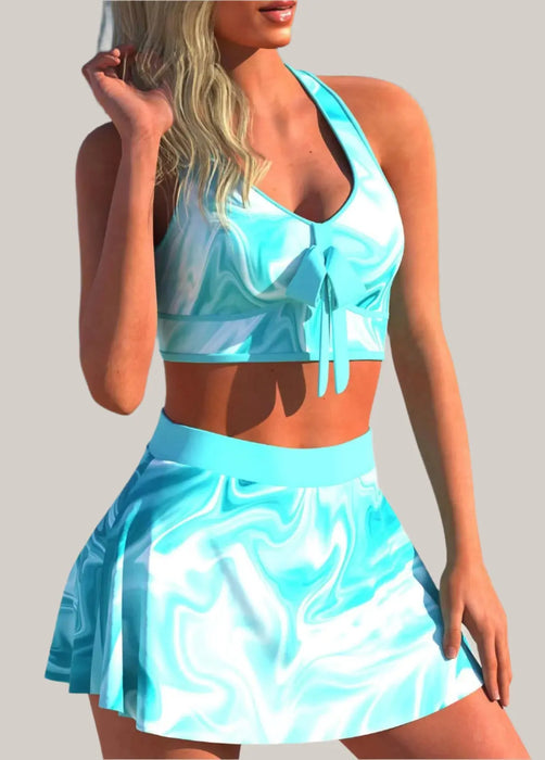 Split Swimwear Skirt Conservative Large Print Picture 5style
