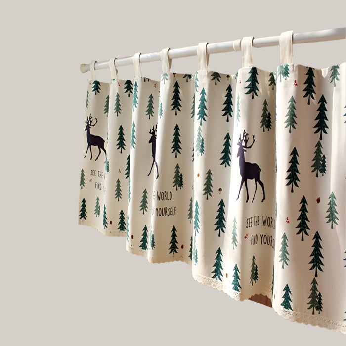 Christmas Reindeer Cotton-Linen Short Curtain