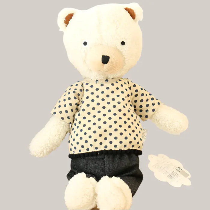 Patterned Teddy Bear Plush Toy – 23 to 73 cm, 7 Designs Polkadot white