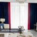 Modern Flannel Room-Darkening Curtain Panel Blue And Red Stitching