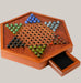Wooden Chinese Checkers Set with Glass Marbles – 2 Styles Hexagon checkers drawer