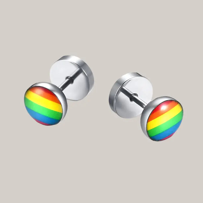 Round dumbbell rainbow Earrings