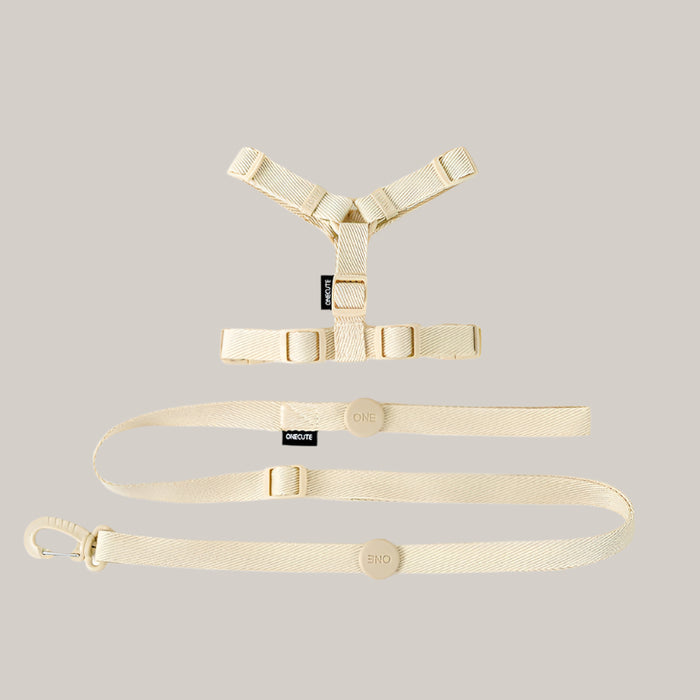 Korean Version Of Pet Macaron H-type Collar Chest Back Lead Rope Khaki