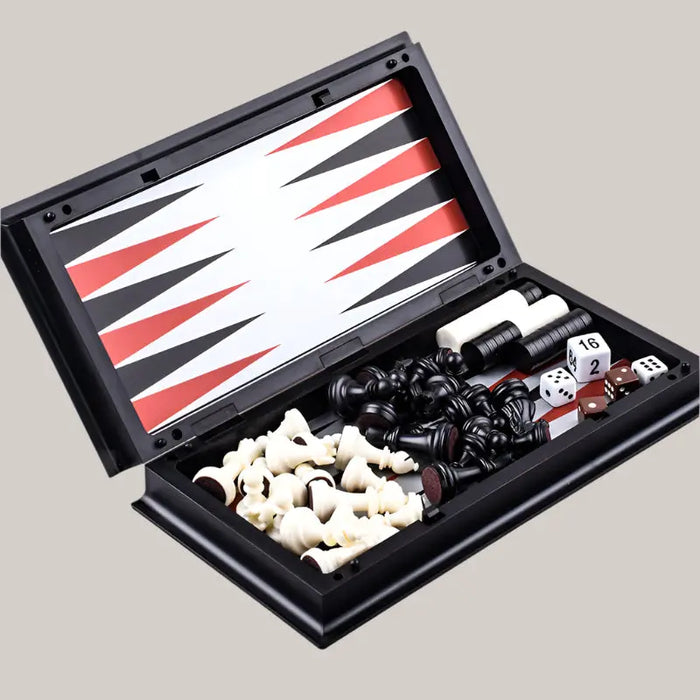 3-in-1 Magnetic Chess, Checkers and Backgammon Set – 3 Sizes