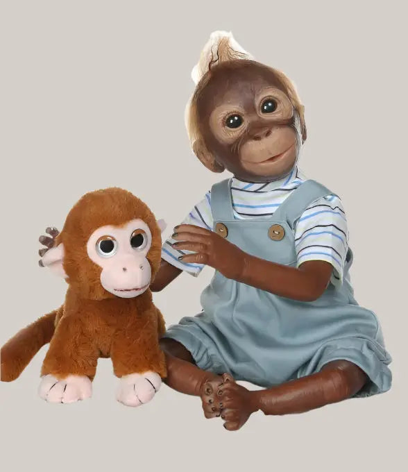 52 cm Posable Monkey Doll – Pink or Blue Blue 52CM