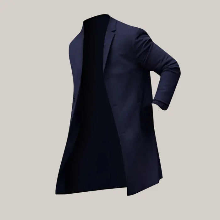 Fashion Winter Men's Trench Long Jackets Navy Blue