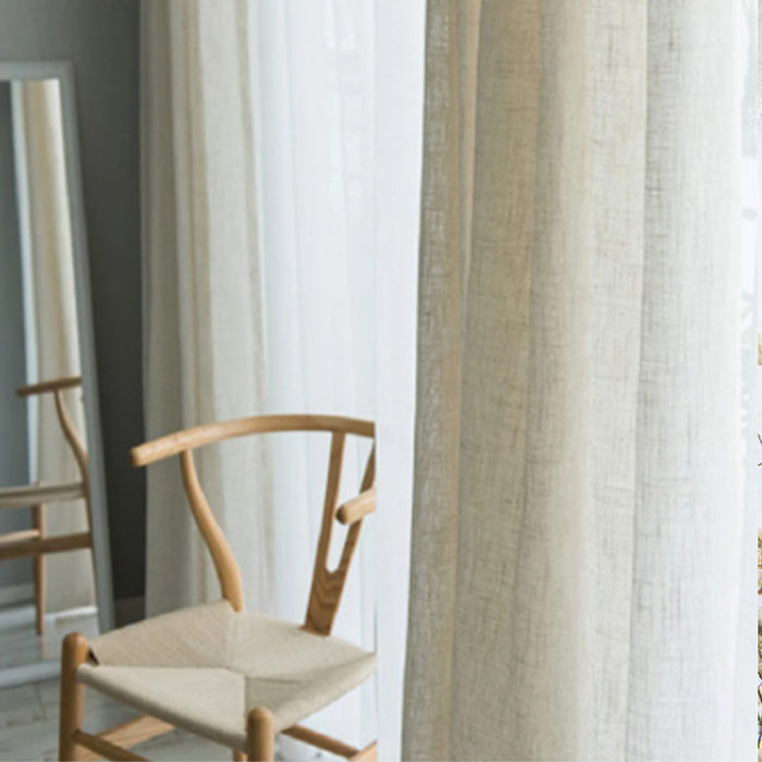 Modern Hemp Semi-Shading Curtains, Set of 2