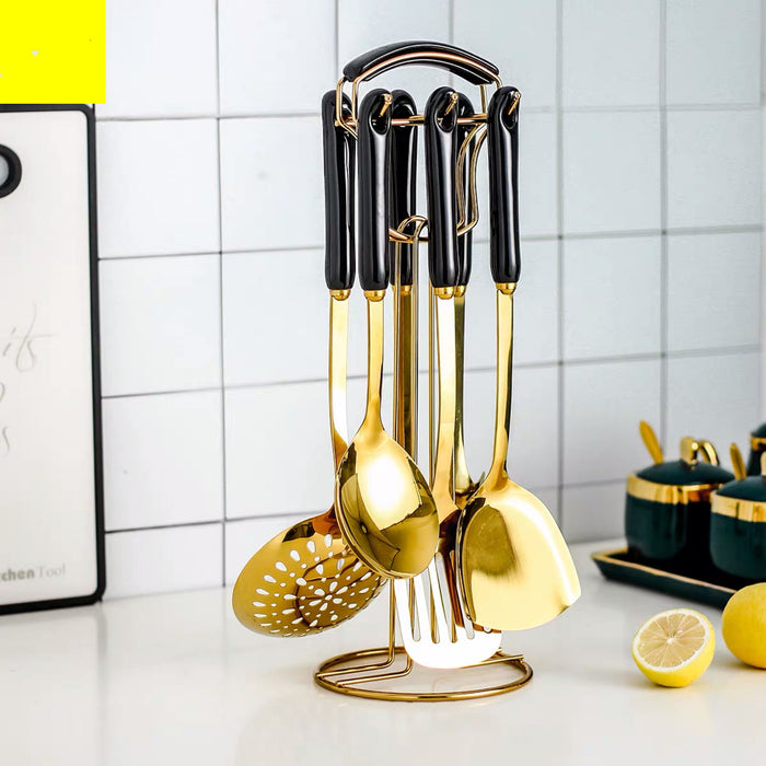 7-Piece Stainless Steel Kitchen Utensil Set Black 7pcs set
