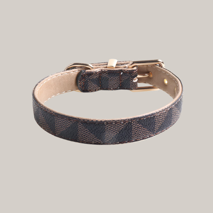 PU Leather Pet Collar Brown