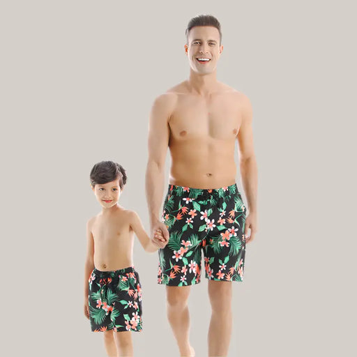 Parent Child Swimwear Quick Drying Beach Pants Frangipani