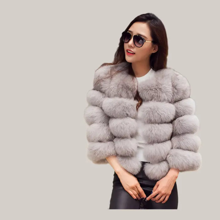 S-3XL Mink Coats Women Winter Gray