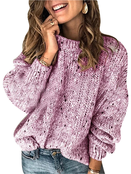 Women’s Winter Polka Dot Knitted Pullover Sweater – Loose Fit Top