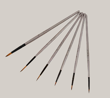 6-Piece Nylon Paint Brush Set – Silver Handles Silver Rod 6PC