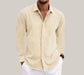 Long Sleeve LinenShirt Men Khaki