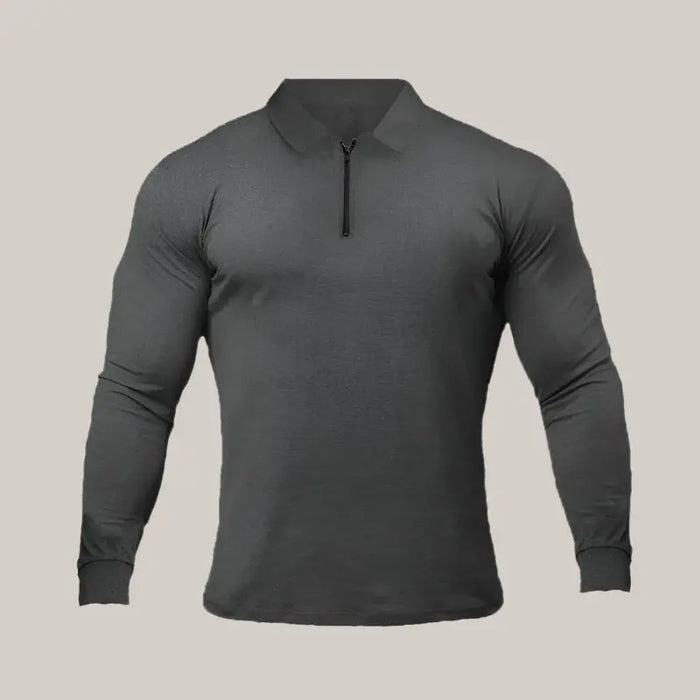 Fitness Sports Long-sleeved Polo Grey