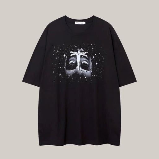 Mask Printed Short-sleeved T-shirt For Men Black