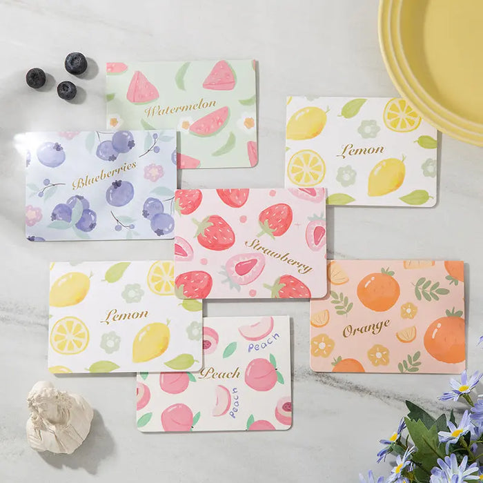 10-Piece Foil-Stamped Fruit Greeting Card Set – 7 Designs