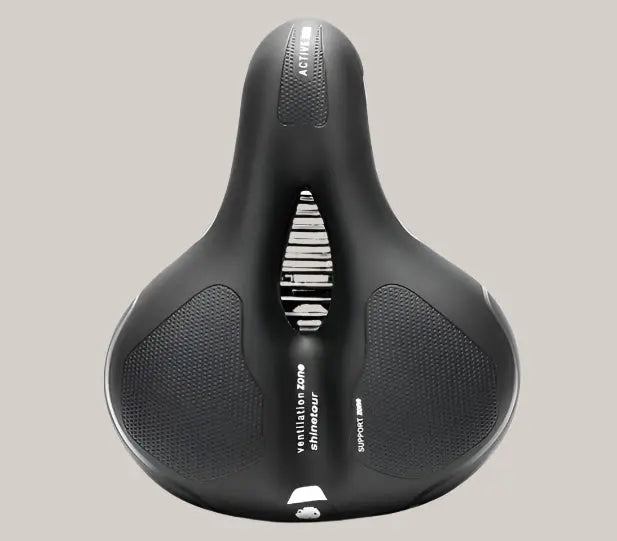 Wide Bicycle Saddle – 2 Suspension Styles Reflective Black And White