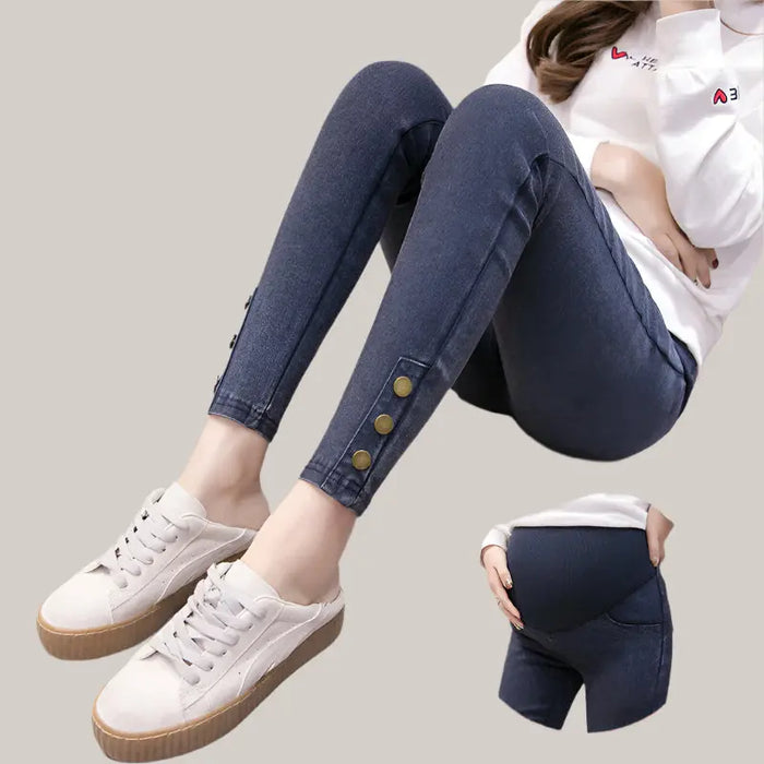 Wearing leggings jeans Denim Blue