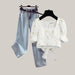 Floral Embroidery Cropped Blouses