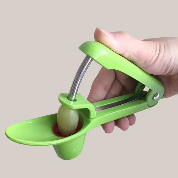 Handheld Stainless Steel Cherry and Olive Pitter Green