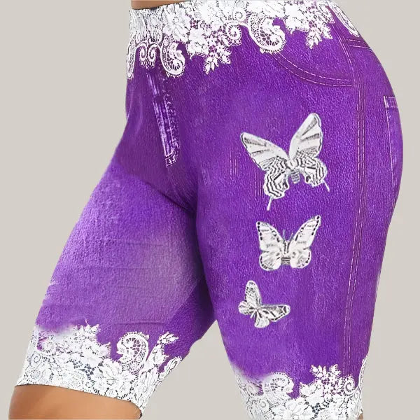 Butterfly print leggings Purple